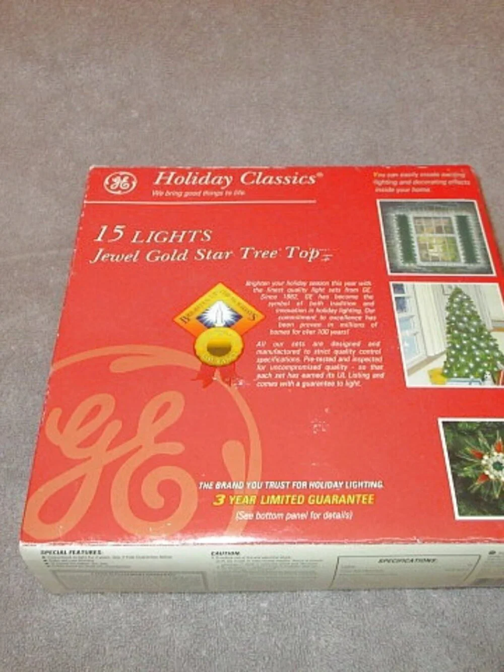 Vtg Jeweled Light Up Star Christmas Tree Topper NEW With Box GE Holiday Classics